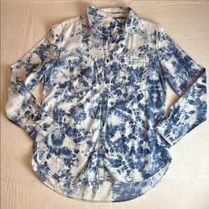 Jag Jeans  Women's Indigo Tie-Dye Long Sleeve Button Down Shirt Size L